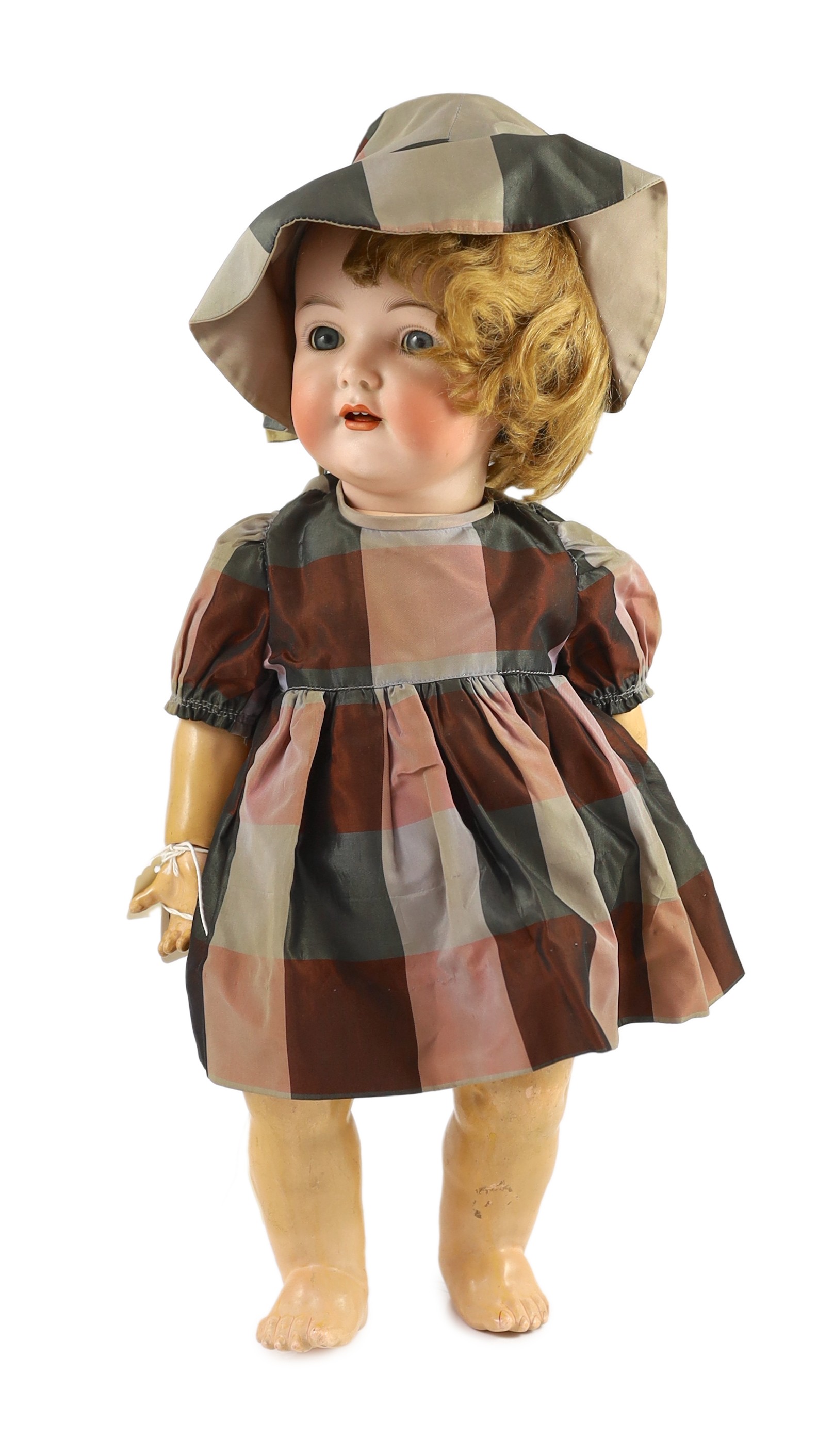 A Simon & Halbig walking-talking bisque doll, 9in.